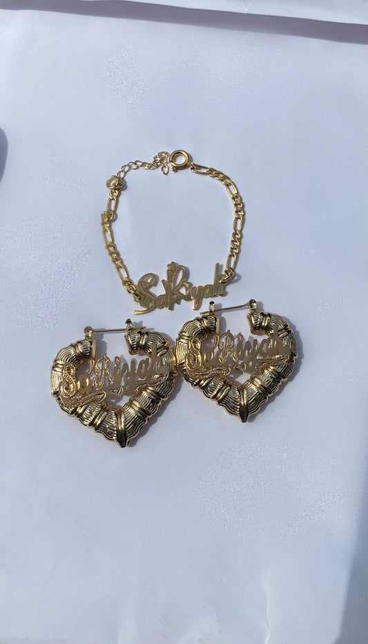 Personalized Heart Bamboos with Bracelet