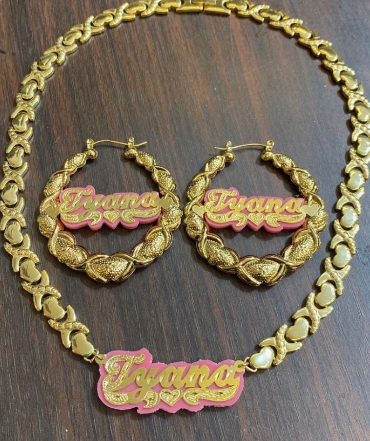 XOXO Personalized Earrings & Necklace Set