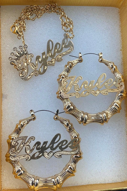 Personalized Bamboos with Necklace & Bracelet Set
